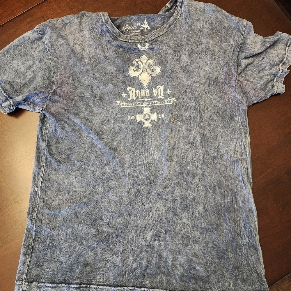 Y2K Affliction Style Aqua VI Shirt Mens Large Gray Black Streetwear Grunge Goth